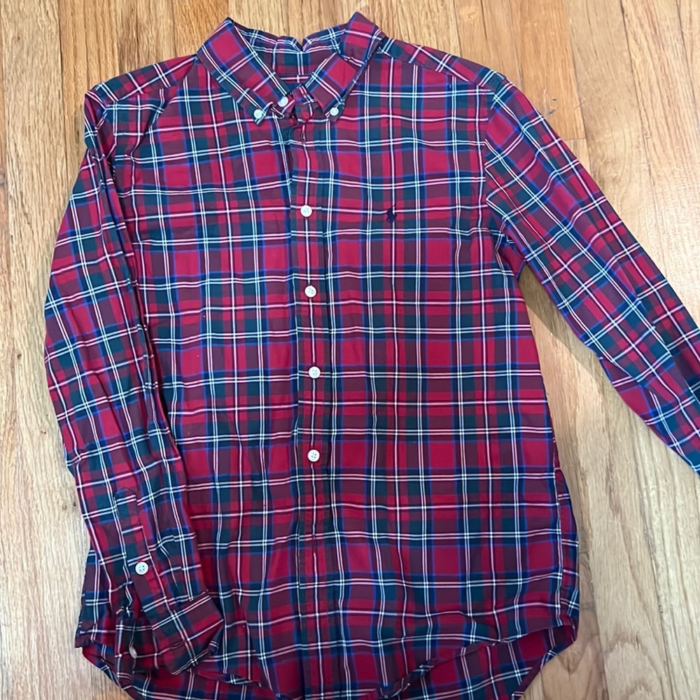 Boy's Ralph Lauren Long Sleeve Dress Shirt, Red Plaid